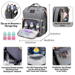 Waterproof Nylon Diaper Bag with Portable Crib UK