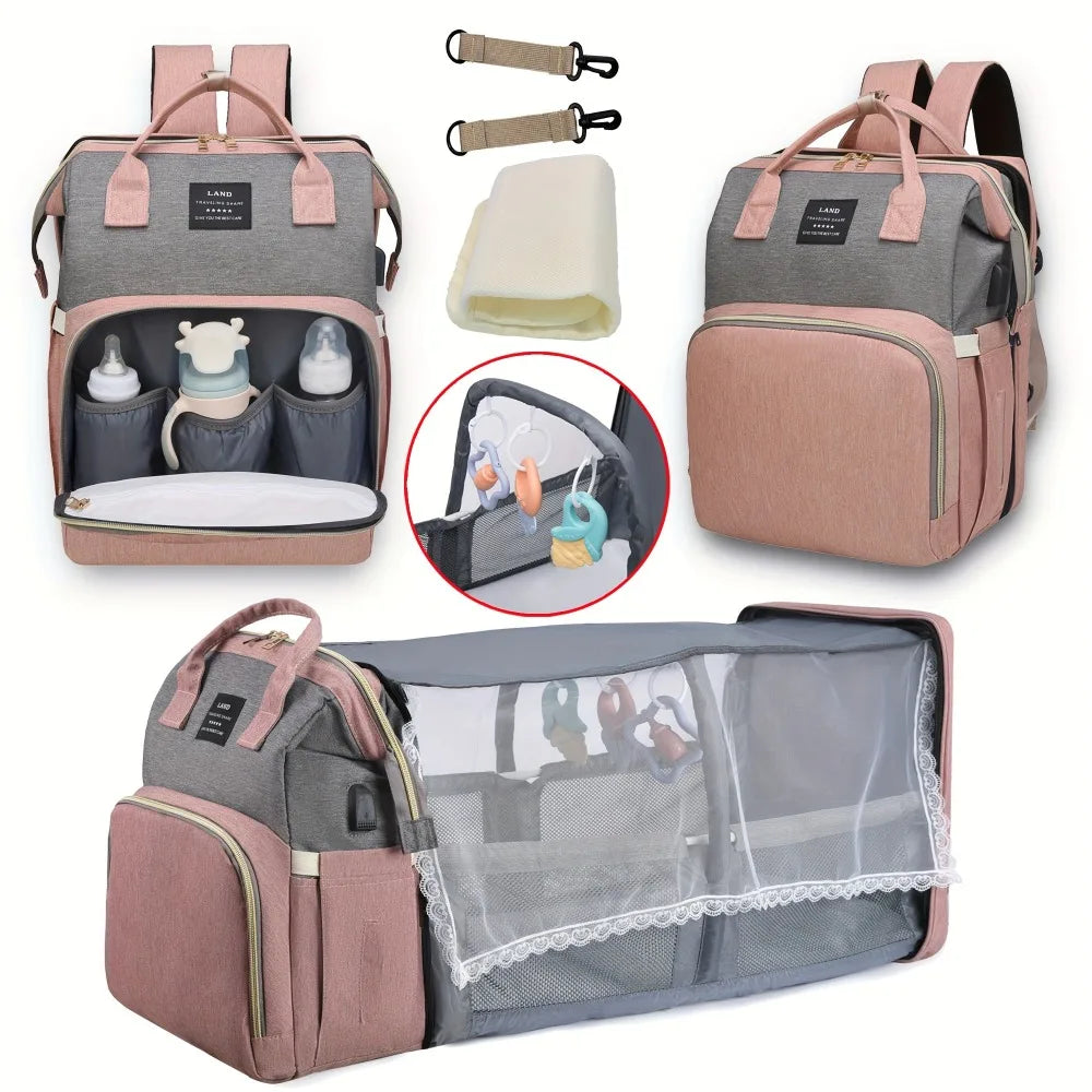 Waterproof Nylon Diaper Bag with Portable Crib UK