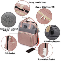 Waterproof Nylon Diaper Bag with Portable Crib UK