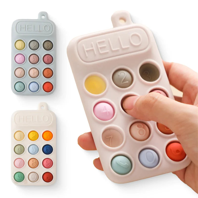 Govinto Clicky Phone Pal Silicone Teether, BPA-free textured toy for 3+ years, unisex